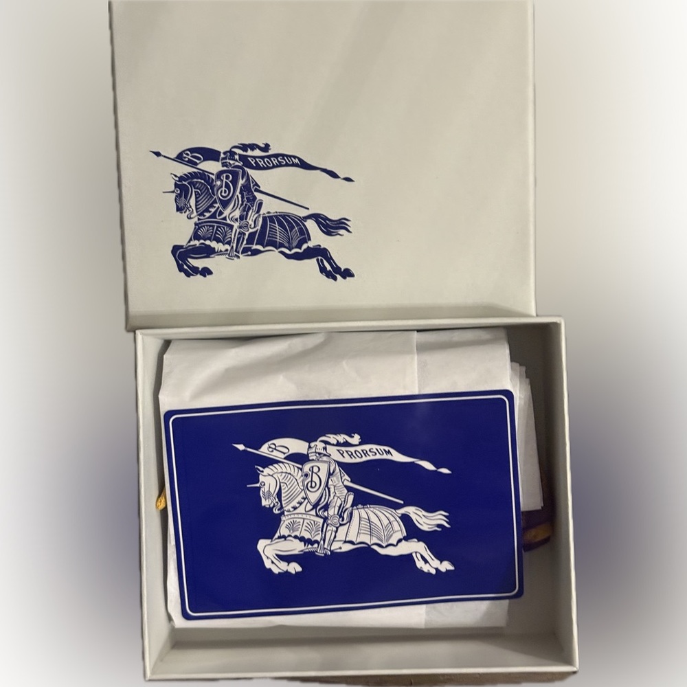 Burberry,‎ new with tags and gift box 100% silk scarf, purple and gold - Picture 7 of 8